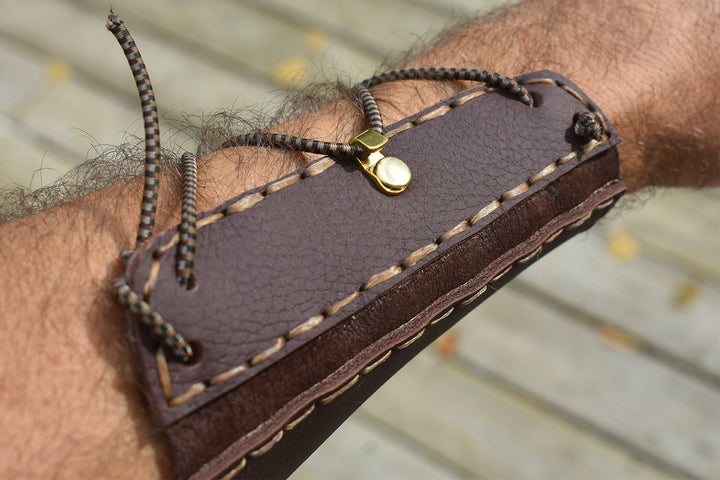 "The Traditional" Brown Leather Archery Arm Guard