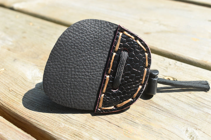 "Black Out" Ostrich Leg Leather Finger Tab (1 of 1)