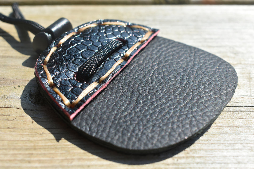 "Black Out" Ostrich Leg Leather Finger Tab (1 of 1)