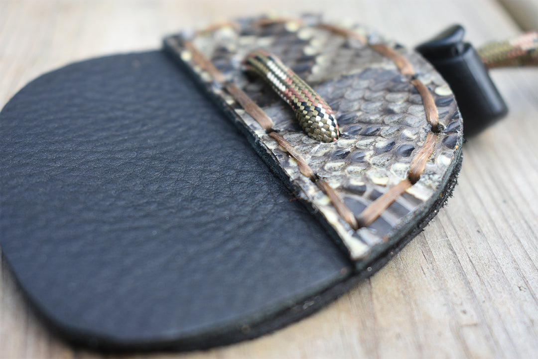 Water Moccasin Snake Backed | Kodiak Tanned & Moose Leather Finger Tab (Limited Edition)